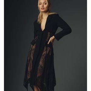 By Anthropologie Lace Twofer Blazer Midi Dress
